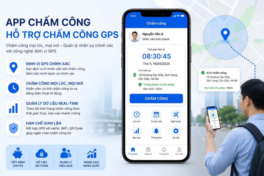 App chấm công hỗ trợ chấm công GPS hiệu quả cho doanh nghiệp