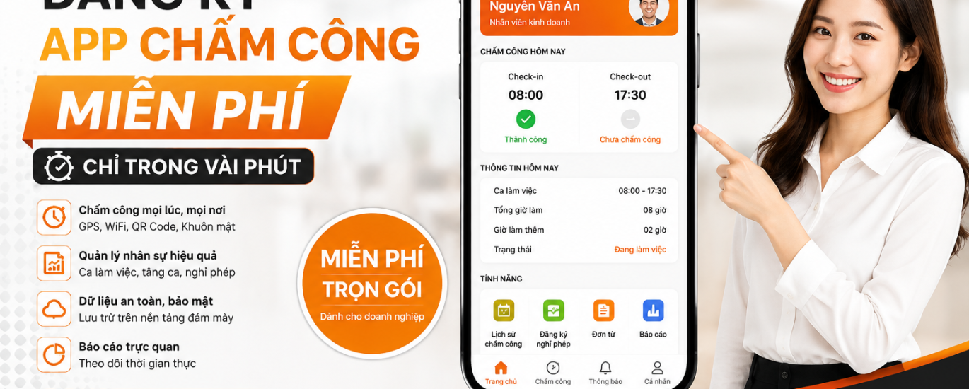 Đăng ký app chấm công miễn phí chỉ trong vài phút với TimeCheck