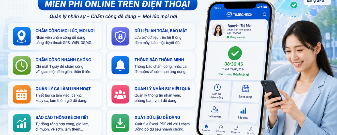 Phần mềm chấm công miễn phí online trên điện thoại