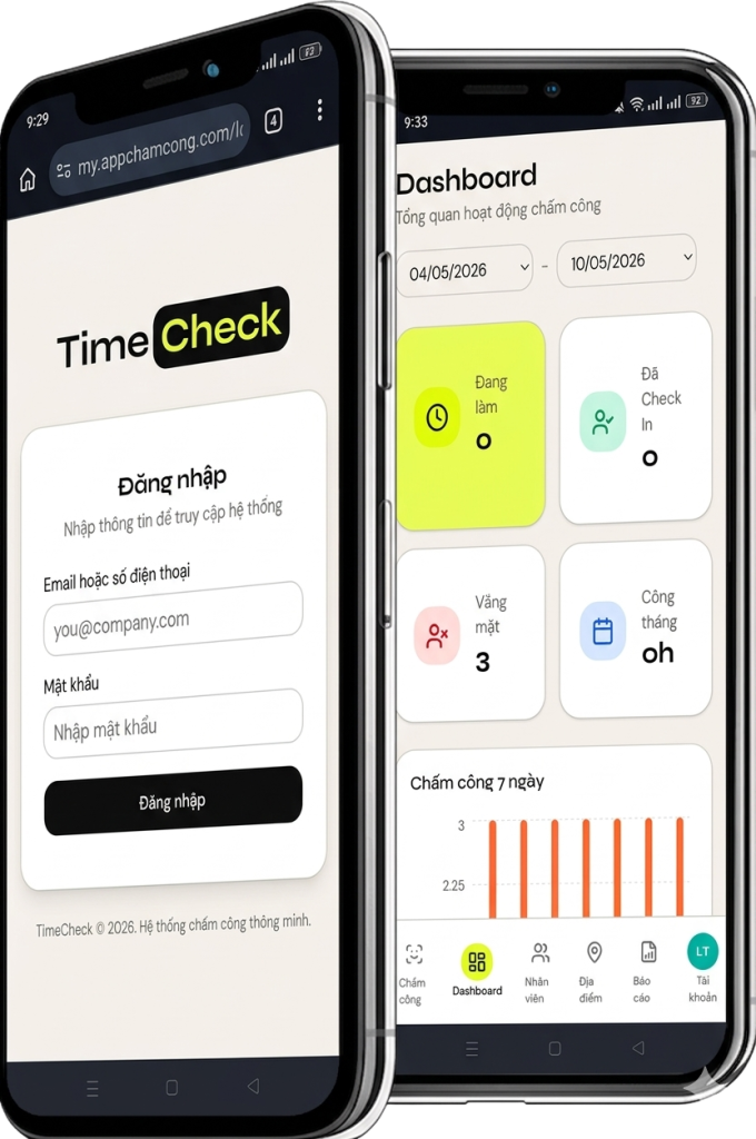 Phần mềm chấm công miễn phí online trên điện thoại 